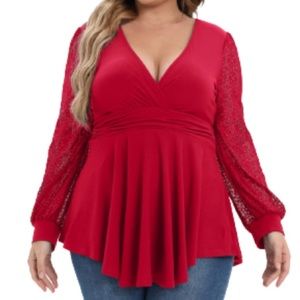 • NEW Allegrace Lace Sleeve Babydoll Top •